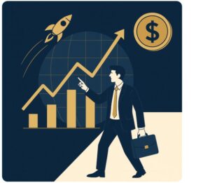 投資者觀察台股走勢圖與股市箭頭上升的插圖